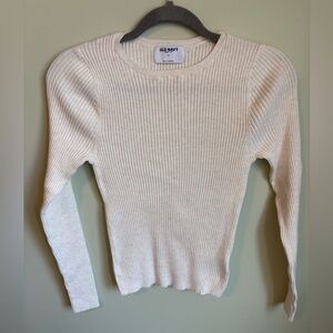 Old Navy Cream Ribbed Long Sleeve Sweater size M